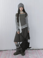 High-Waisted A-Line Midi Skirt