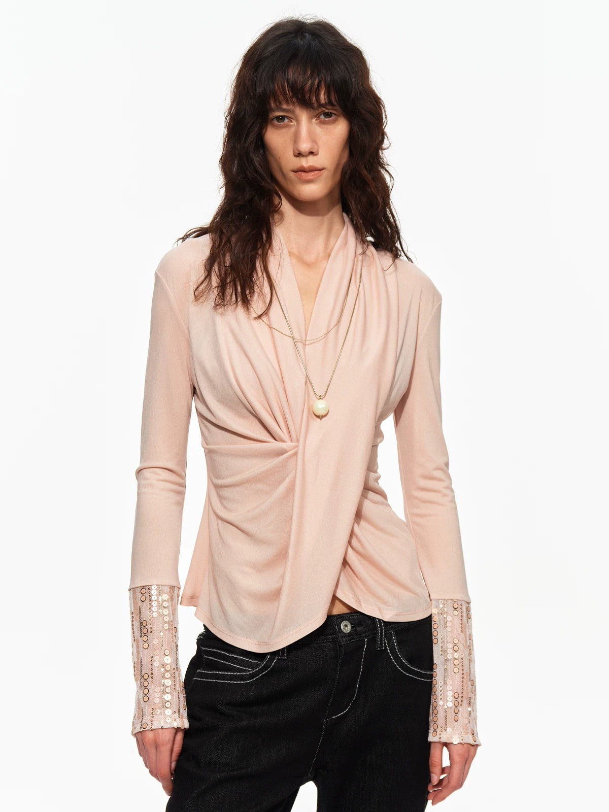 Cross Draped Acetate Top