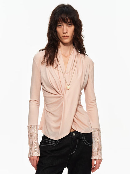 Cross Draped Acetate Top