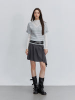 Pleated Buckle Mini Skirt