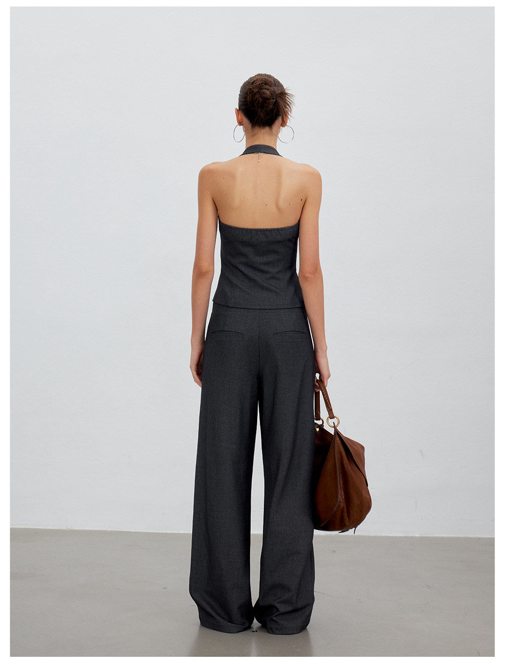 Pleated Drawstring Wide Trousers
