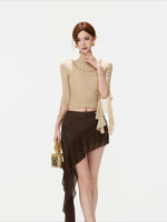 Asymmetric Ruffle Mini Skirt