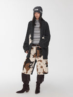 Pony Jacquard Horn-Button Chunky Cardigan