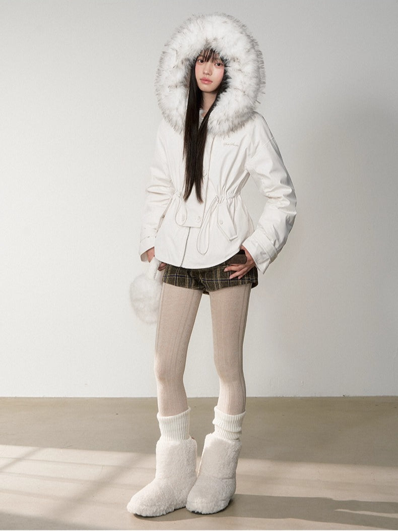 Faux Fur Collar Double-Breasted Down Parka