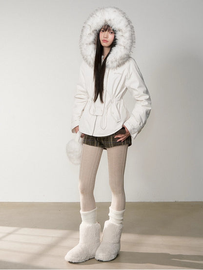 Faux Fur Collar Double-Breasted Down Parka