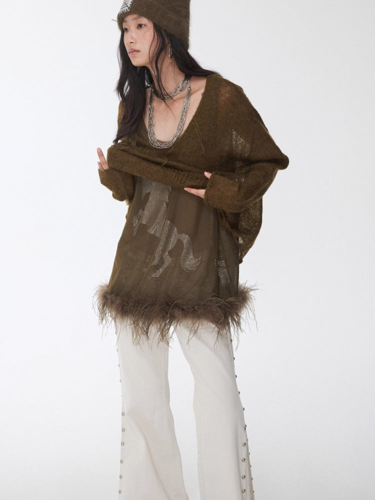 Mohair Star Cutout Sweater