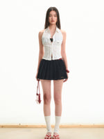 High-Waisted A-Line Short Denim Skirt