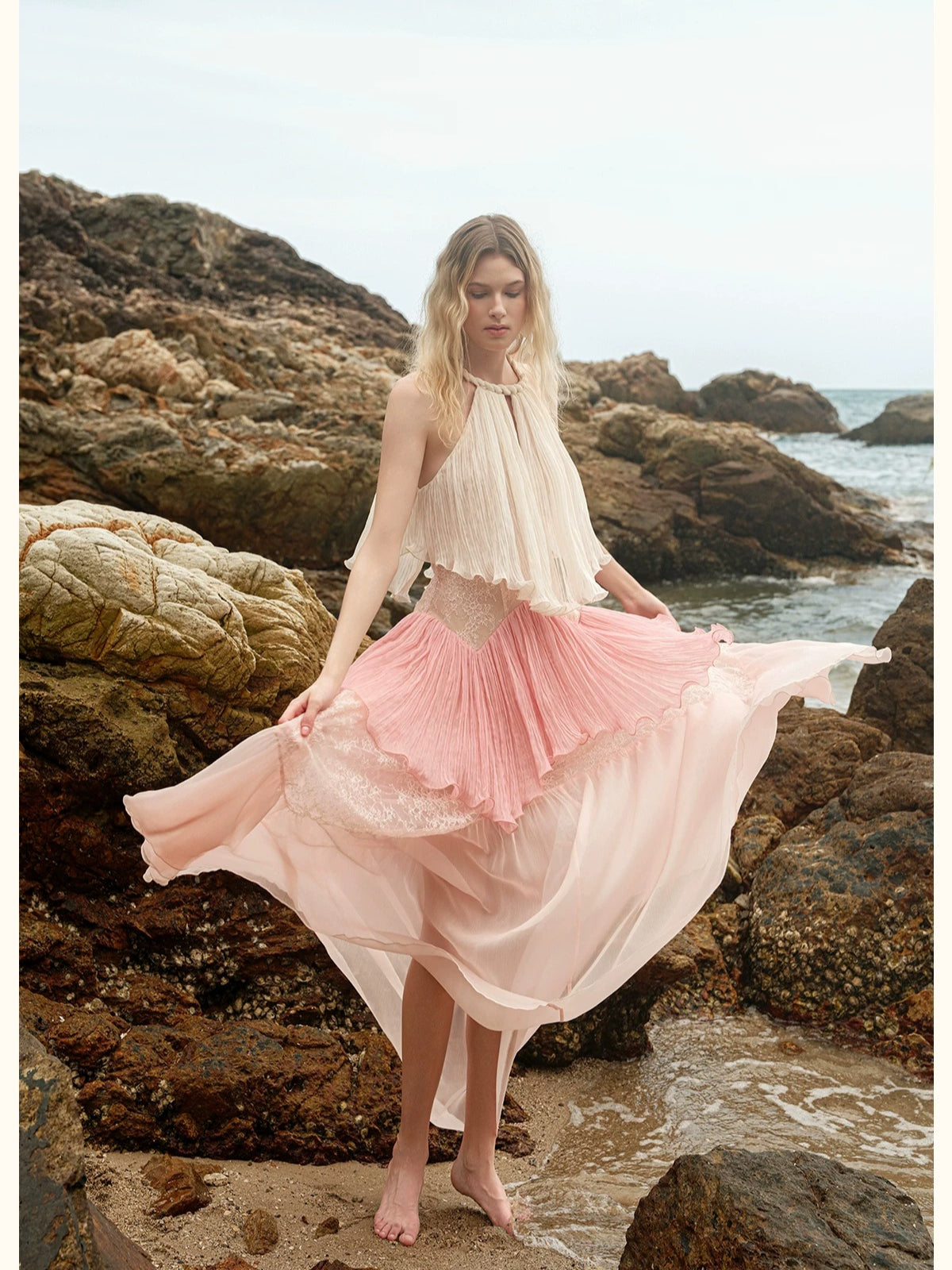 Laguna Lace Halter Maxi Dress