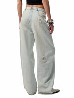 Light Blue Denim Wide-Leg Machete Pants