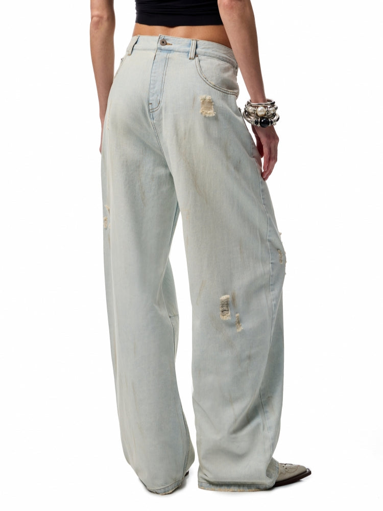 Light Blue Denim Wide-Leg Machete Pants