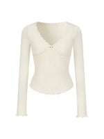 Lace Trim V-Neck Top