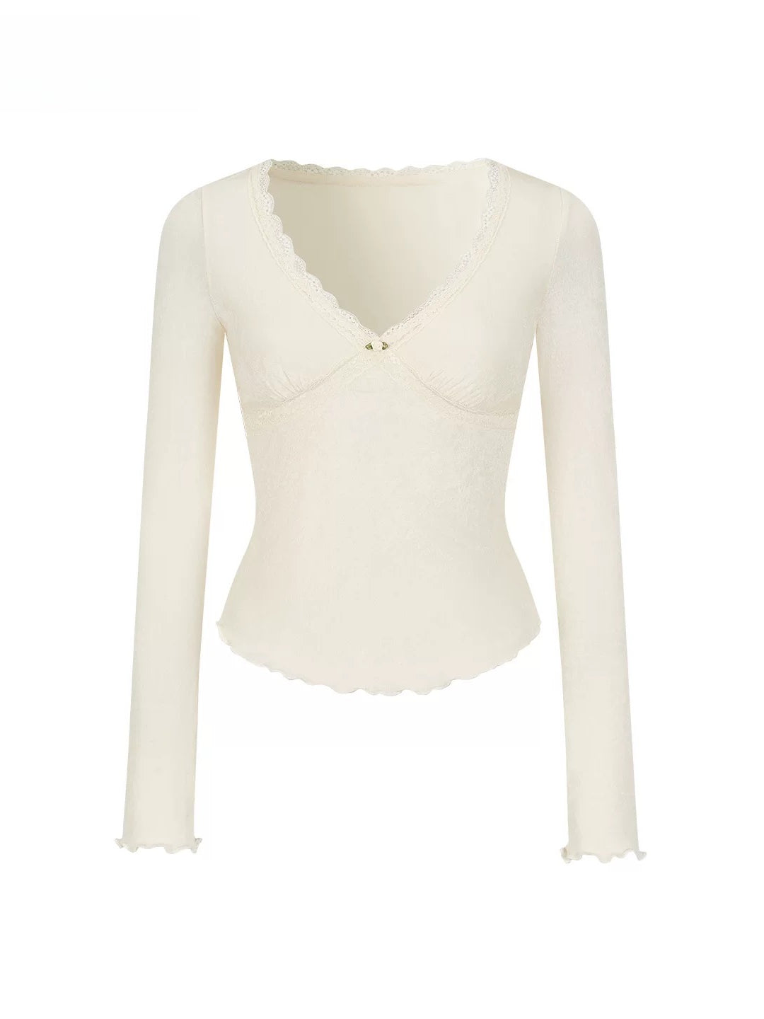Lace Trim V-Neck Top