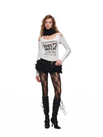 Cat Foil Print Cutout Top