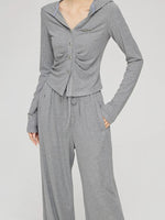 Pleated Knit Cropped Top & Pants Set