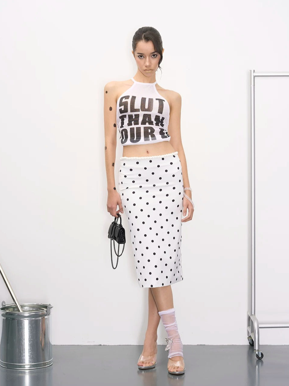 Letter Print Halter Knit Dress