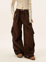 Fringed Corduroy Straight-Leg Pants