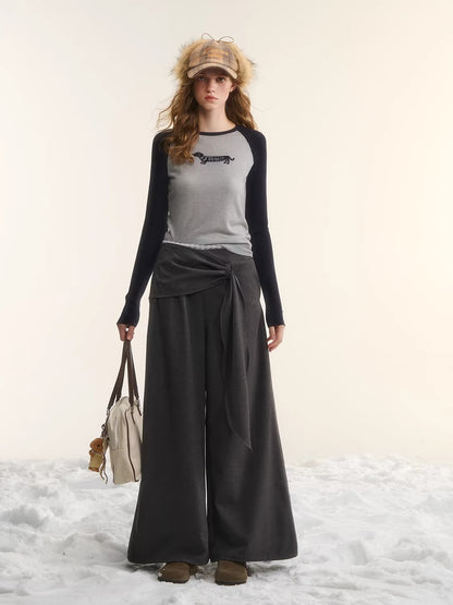 Layered Relaxed Wide Pants