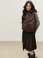 Reversible Floral Detachable Hood Down Vest