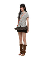 Korean Slim Waist Checkered Shirt