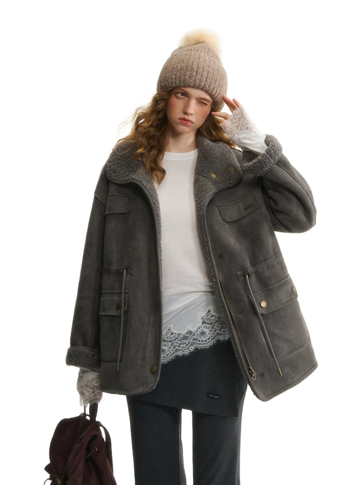 Gray &amp; Brown Reversible Moto Jacket