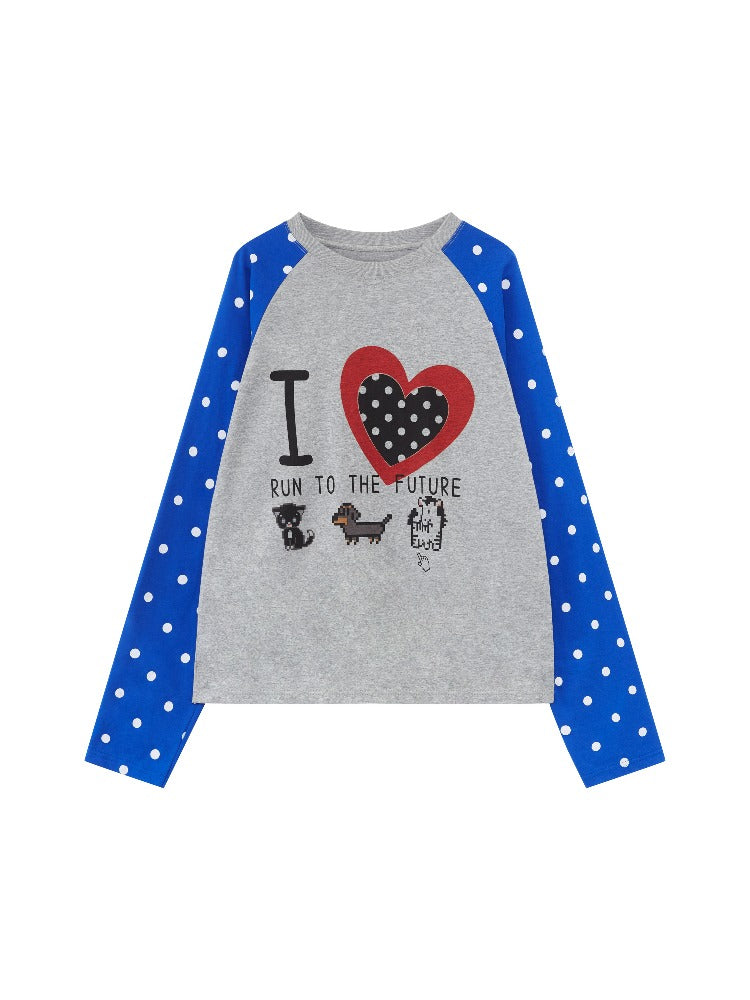 Polka Dot Raglan Long Sleeve Tee