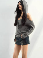 Off-Shoulder Hooded Tee