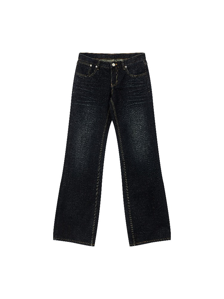 Vintage Washed Whisker Straight-Leg Jeans