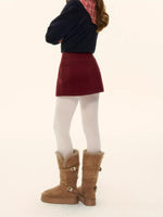 Faux-Layer Wool A-Line Skort