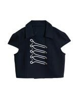 Double Breasted Cropped Polo Shirt