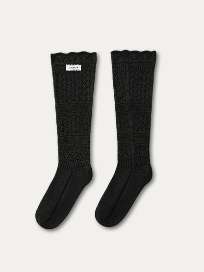 Wool Blend Crochet Mid-Calf Socks