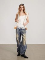 Lace Panel Long Camisole Top