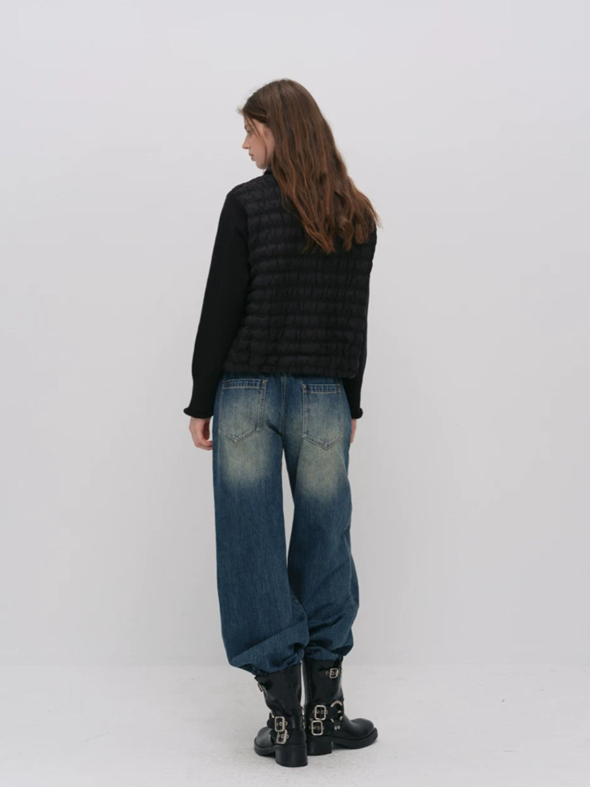 Quilted Down Knit Patchwork Jacket