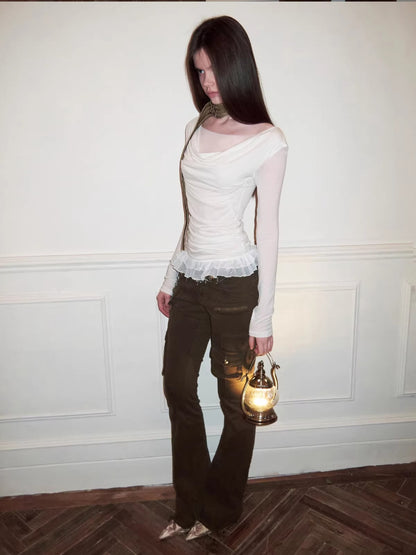 Draped Mesh Layered Top