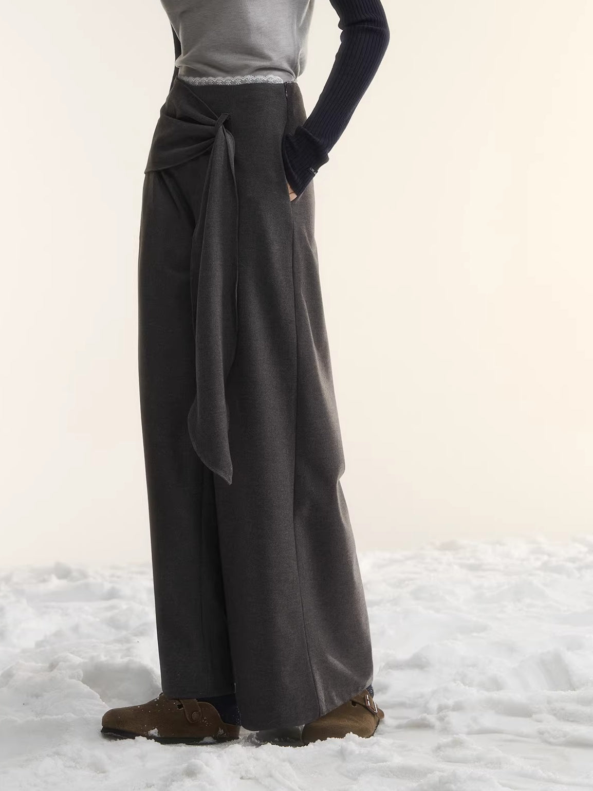 Layered Relaxed Wide Pants