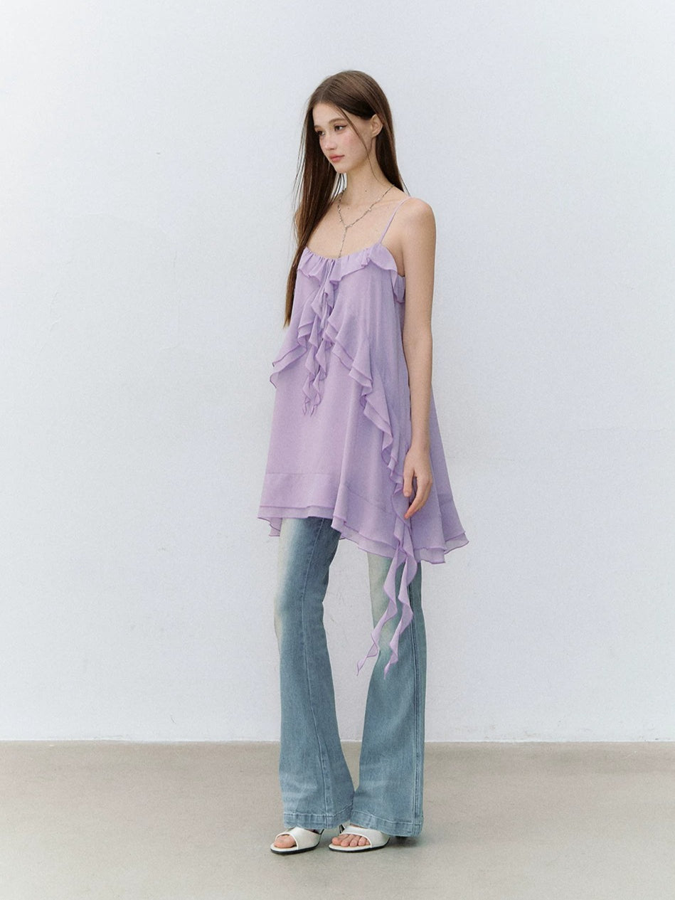 Ruffle Chiffon Cami Dress