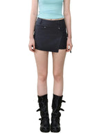 Blade Buckle Asymmetric Mini Skirt