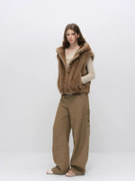 Vintage Hooded Faux Fur Vest