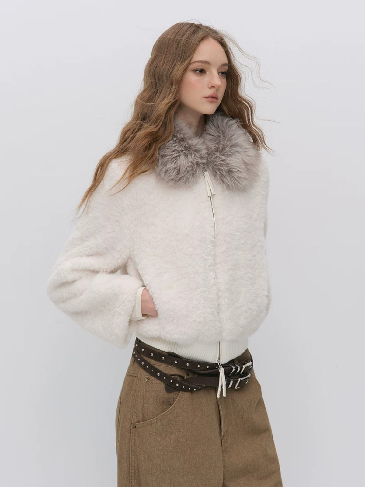 Fur Collar Shearling Jacket