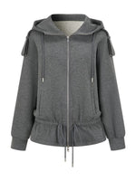 Gray Drawstring Hoodie & Skirt Set