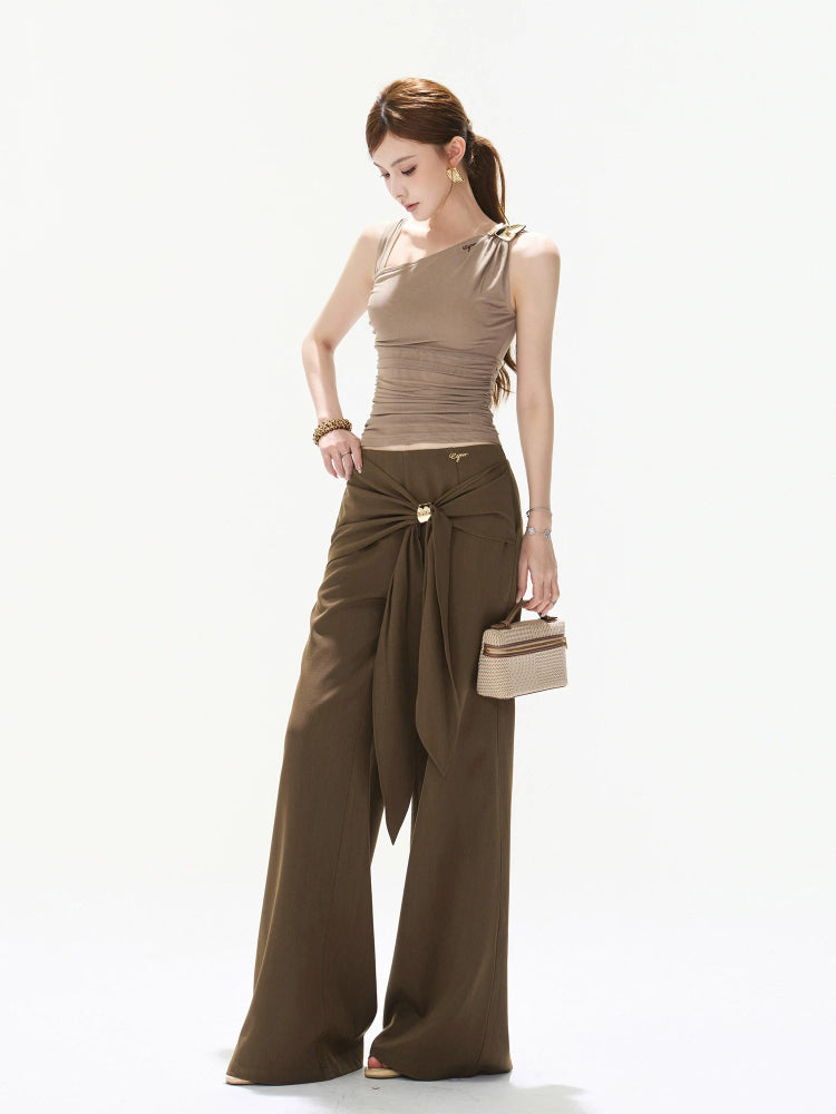 Ruched Mesh One-Shoulder Top
