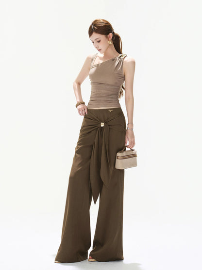 Ruched Mesh One-Shoulder Top