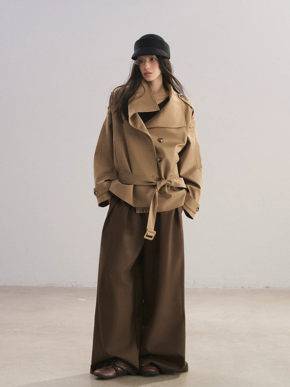 Stand Collar Tencel Trench Coat