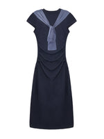 Printed Side Gathered Tie Dress