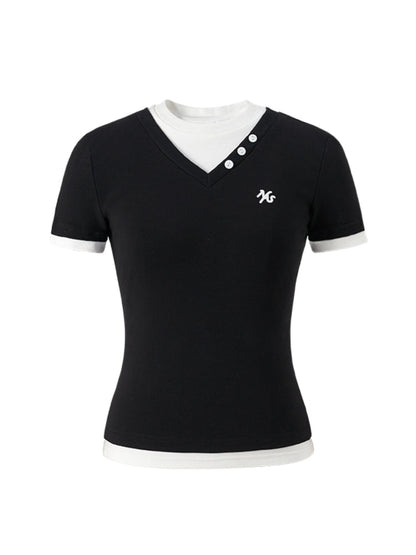 Faux Layered Short Sleeve T-shirt