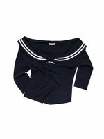 Off-Shoulder Navy Knit Top