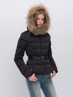 Fur Collar Belted Down Jacket