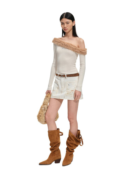 Sculptural Off-Shoulder Knit Sweater