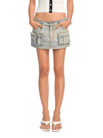 Asymmetric Low - Waist Denim Mini Skirt