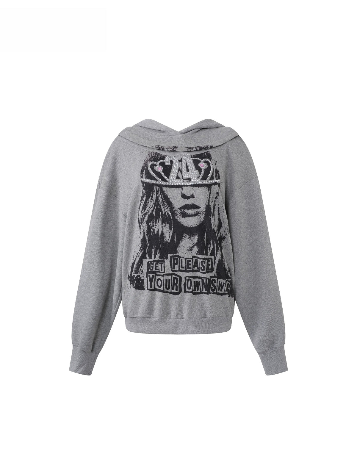 Rhinestone Print Hoodie