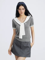 Layered Cape Knit Top